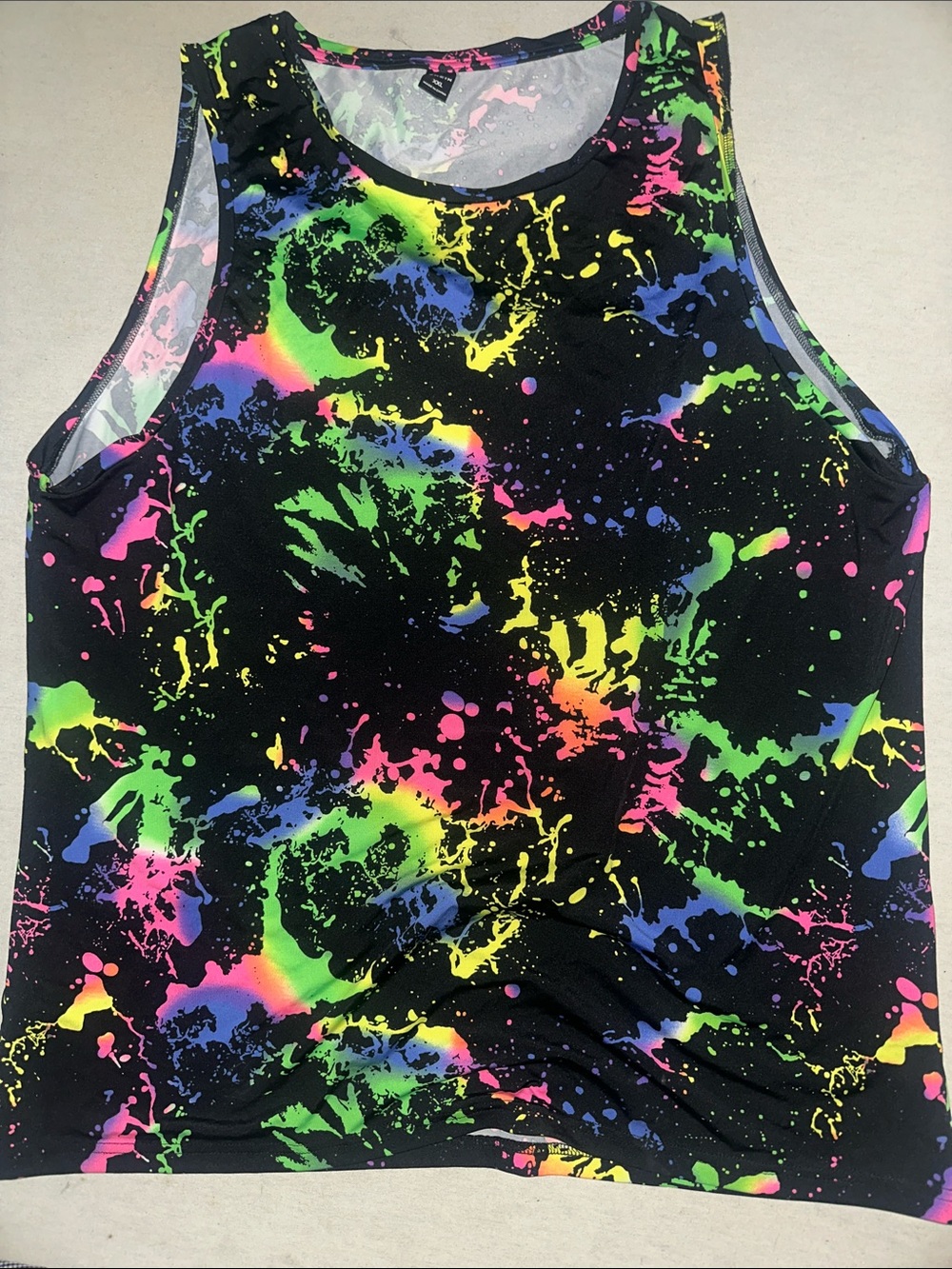 SHEIN Black Neon Paint-Splash Tank Top